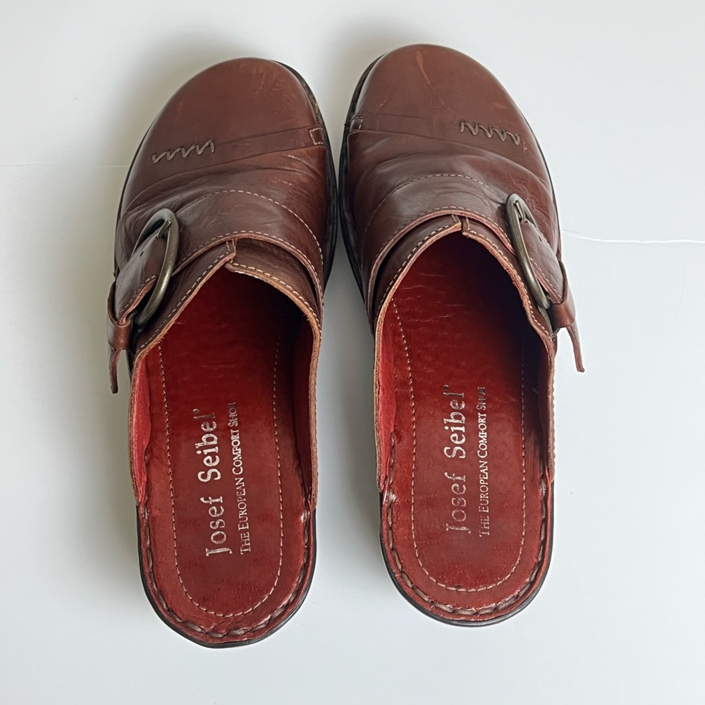 Josef Seibel Leather Clogs With Buckle - Picture 14 of 16